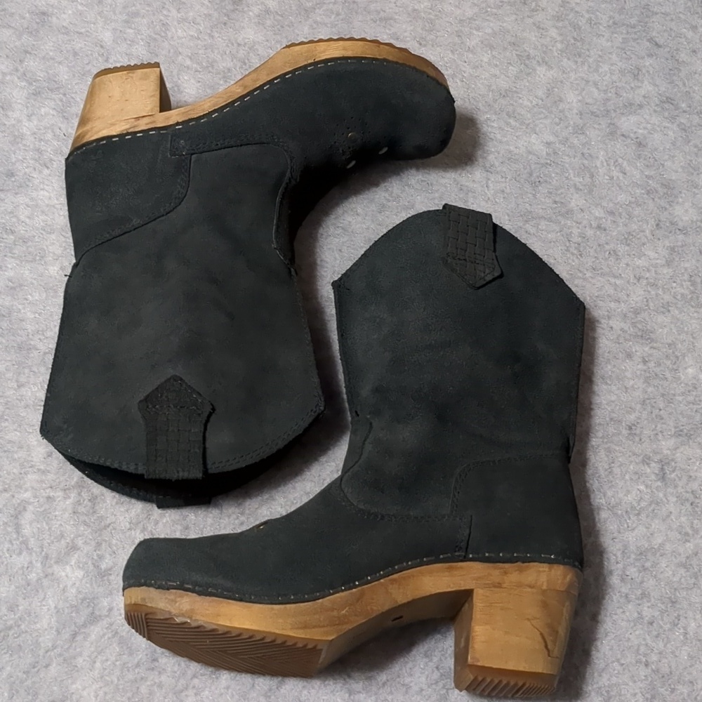 Sanita  black Suede Clog Boots Wooden sole size EU36 US6 - Picture 7 of 10